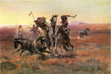  westlichen - Wenn Schwarzfußindianer und Sioux Treffen Westlichen Amerikanischen Charles Marion Russell
